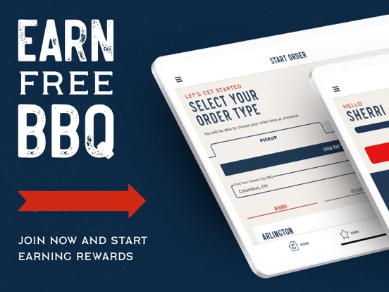 City Barbeque rewards and mobile ordering app interface